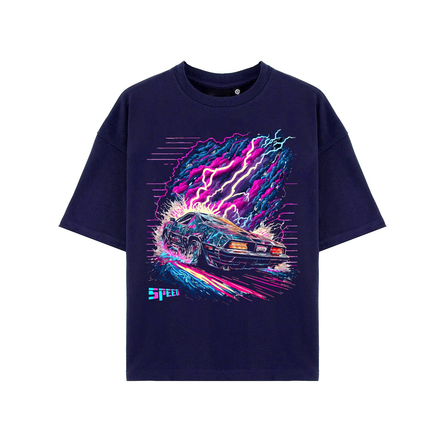 navy-blue-oversize-tshirt-front.jpg Premium Custom Logo Oversized Streetwear Tee - Image 1